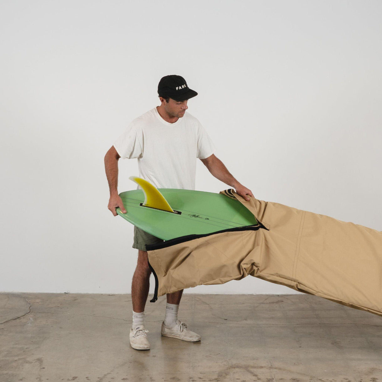 10ft harbor tan canvas surfboard bag