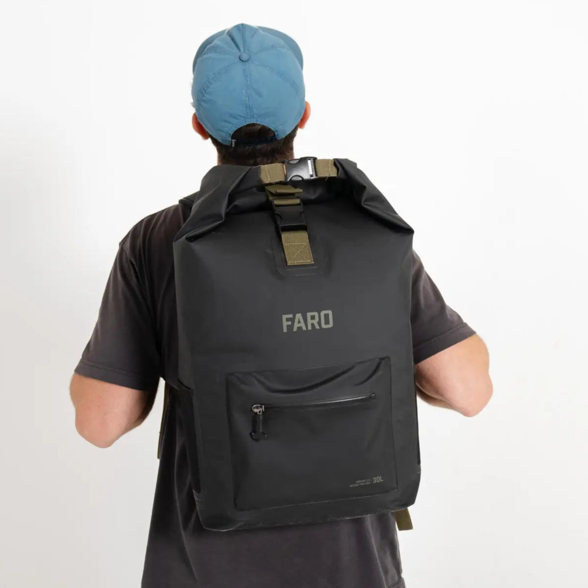 Person wearing a dry bag