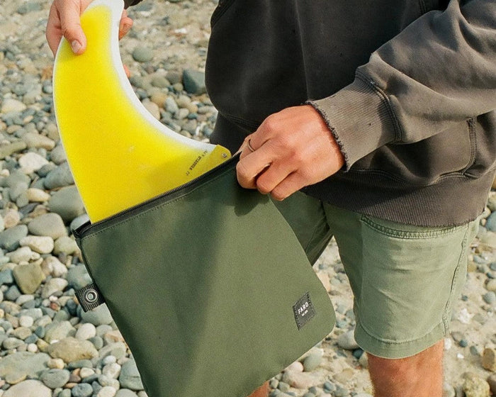 olive surfboard fin bag