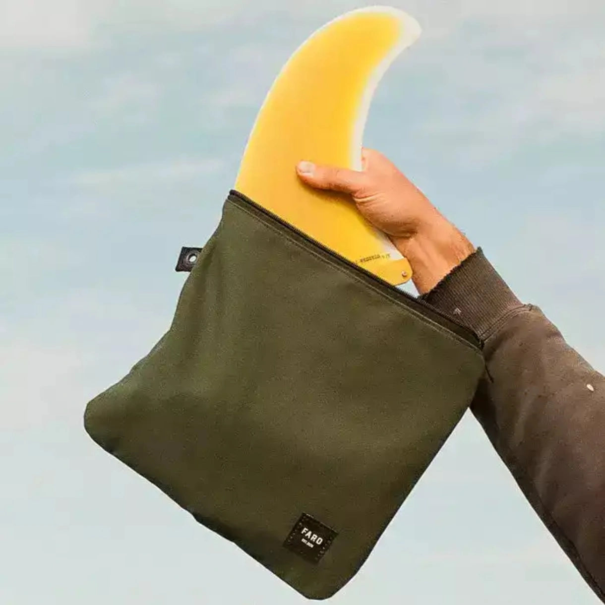 olive surfboard fin bag